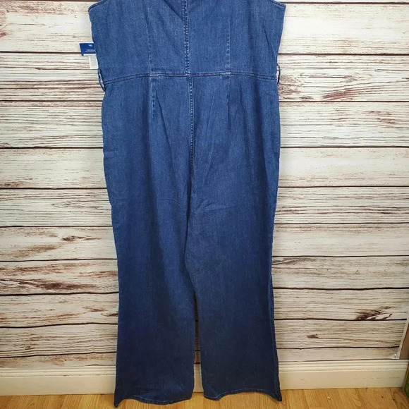 NWT Arizona Jeans Women's XXL Retro Denim Jean Flare Leg Sleeveless Jumpsuit - Picture 7 of 12